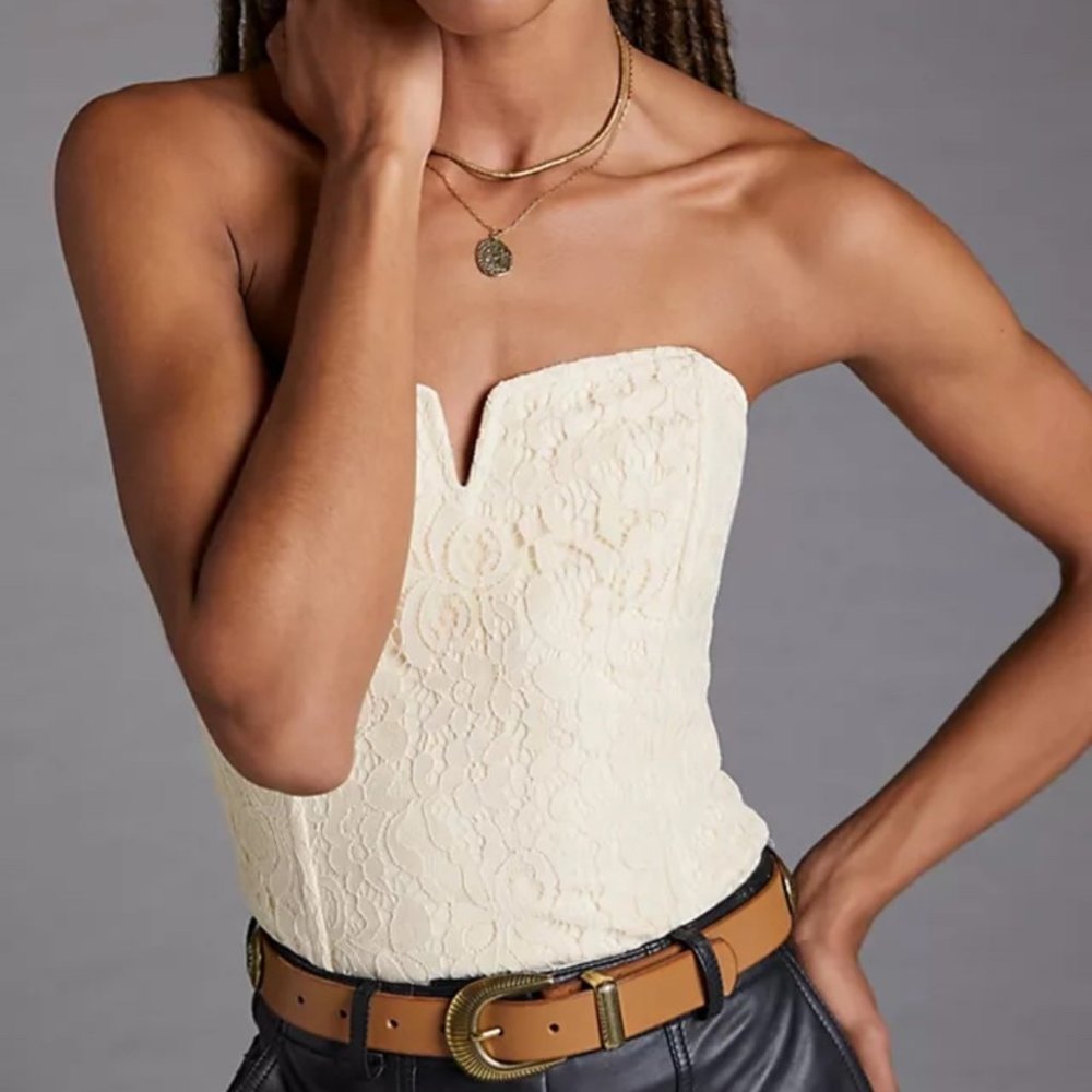 Anthropologie Lace Tube Top in Cream Size: S
